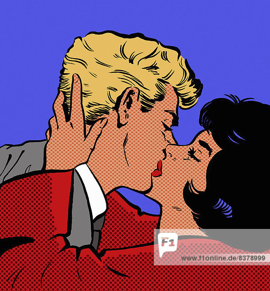 Comic eines küssenden Paares