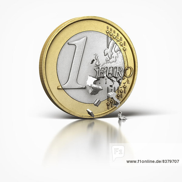 Geldmünze Euro verlassen