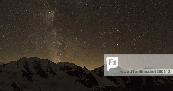 Milky Way above Piz Palue Mountain  Canton of Grisons  Switzerland