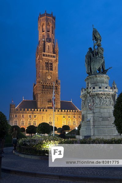Glockenturm  Europa  UNESCO-Welterbe  Belfried  Belgien  Brügge  Abenddämmerung
