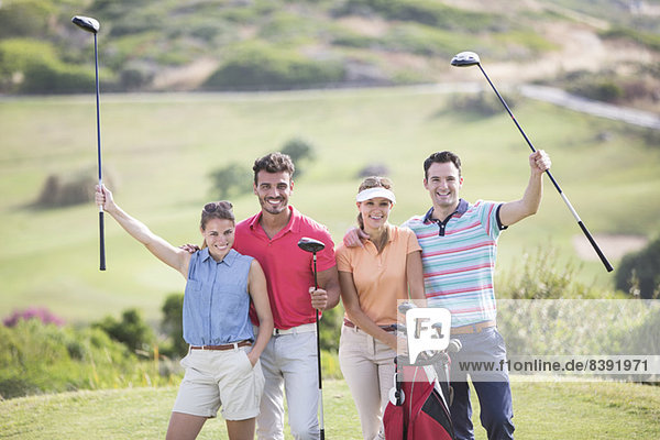 Friends on golf course