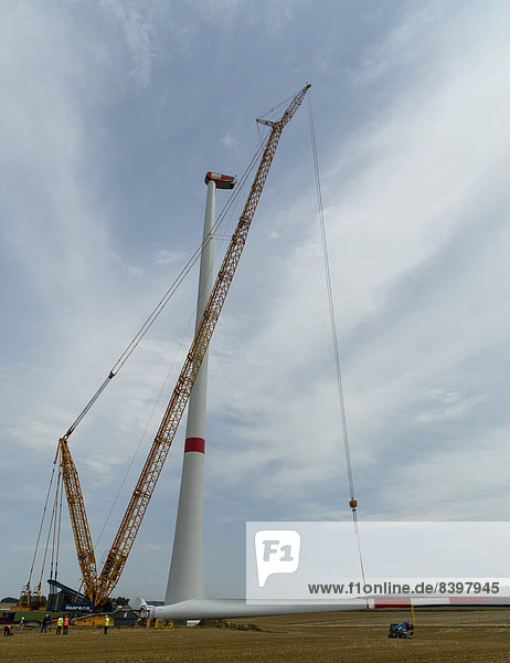 Construction of a wind turbine  Bermaringen  Baden-Württemberg  Germany