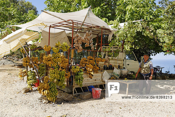 Banana stall in Yakacik near Anamur  Mersin Province  Turkey