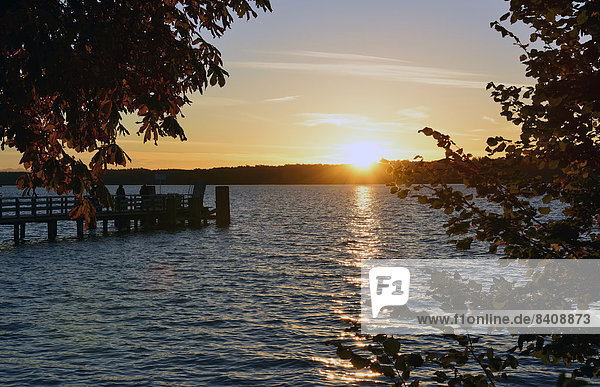 Deutschland Bayern Oberbayern Starnberger See Sonnenuntergang bei Ambach