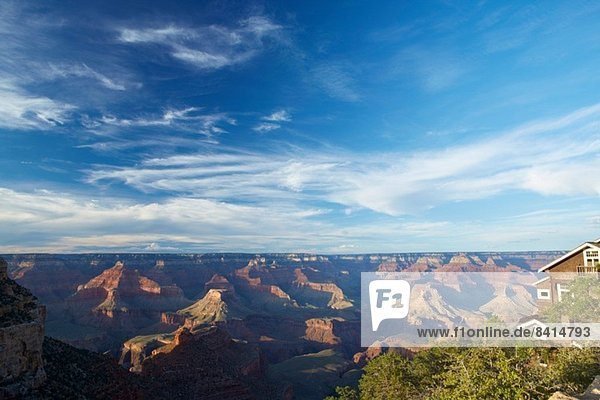 Grand Canyon from south rim near the top of the Bright Angel trailhead in Grand Canyon Village  Nevada  USA