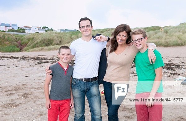 Portrait of family on beach