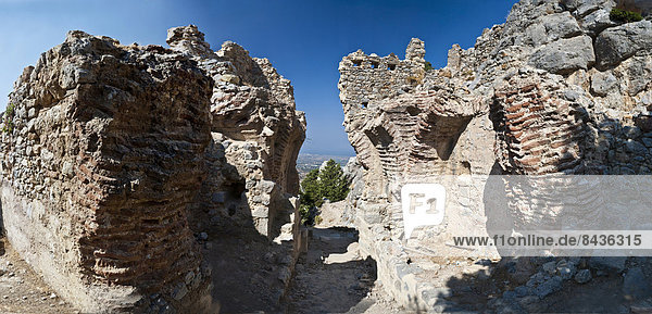 Europa ruhen Wand Meer Festung Antiquität Ruine Insel übrig Griechenland Verfall Erinnerung Ägäisches Meer Ägäis griechisch Mittelmeer alt Rest Überrest