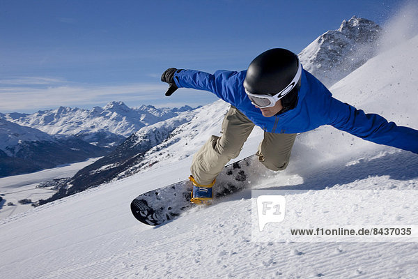 Berg Winter Mann Snowboard Snowboarding Ski 1 Kanton Graubünden Schnee Wintersport