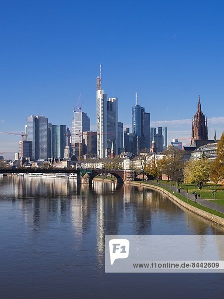 Germany  Hesse  Skyline of Frankfurt with River Main