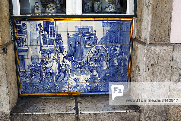 Portugal  Lisbon  Bica  Rua do Alecrim  Aluzejo-Tableau at a store of a tile factory