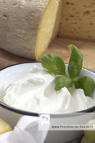 Joghurt und Käse auf dem Tisch