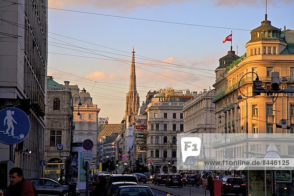 City scene with St. Stephen's Cathedral in background  Vienna  Austria  Europe