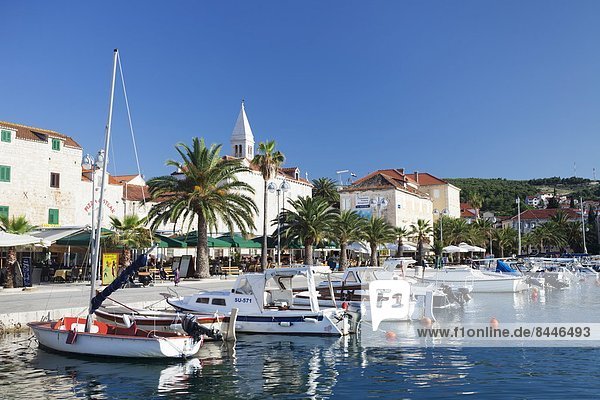 Sailing boats in the harbour  Supertar  Brac Island  Dalmatia  Croatia  Europe