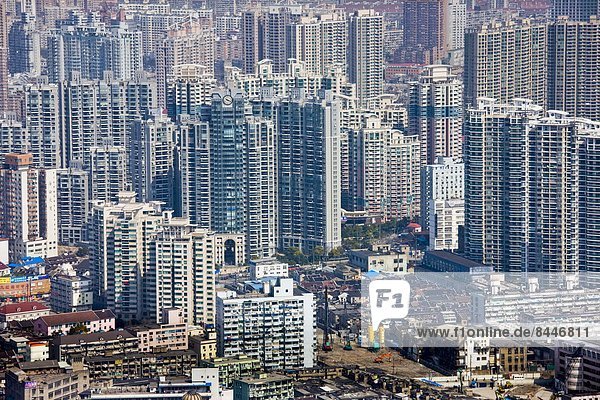 hoch oben Skyline Skylines aufwärts Ostasien Fernsehen Apartment China Perle Shanghai