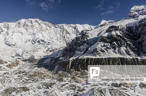 Gletscher Himalaya Moräne Annapurna Asien Nepal Süden