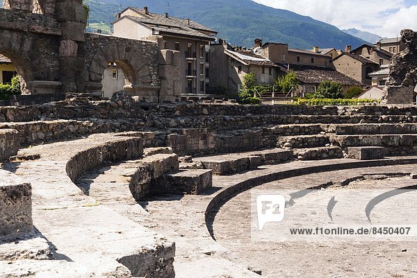Roman Theater (Teatro Romano)  Aosta  Aosta Valley  Italian Alps  Italy  Europe