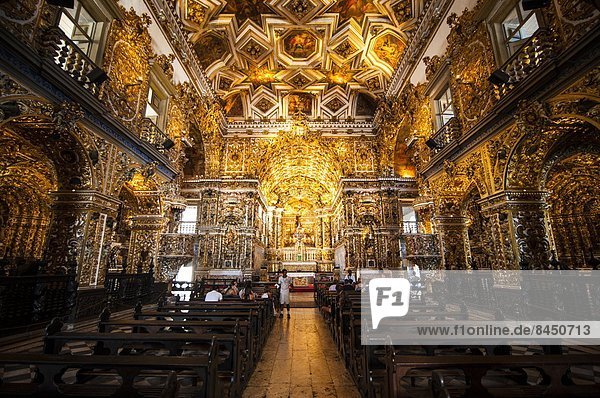 Interior of the Saint Francisco Church in the Pelourinho  UNESCO World Heritage Site  Salvador da Bahia  Bahia  Brazil  South America