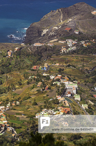 View of the valley and the sea  Alojera  La Gomera  Canary Islands  Spain