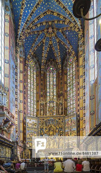 Gothic high altar by Veit Stoss  gothic St. Mary's Basilica  Stare Miasto old town  Kraków  Lesser Poland Voivodeship  Poland