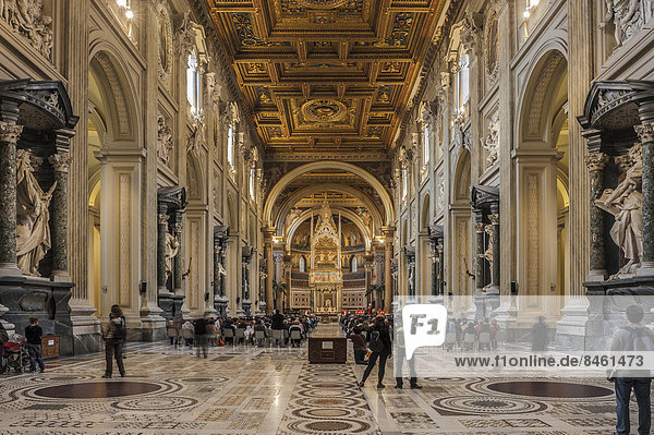 Interior  central nave  Papal Basilica di San Giovanni in Laterano  Rome  Lazio  Italy