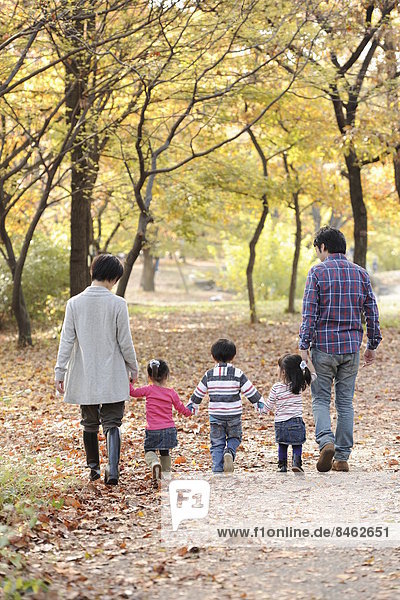 Japanese family in a park