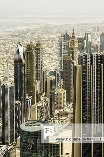 View from the observation deck of Burj Khalifa  Downtown Dubai  Dubai  United Arab Emirates