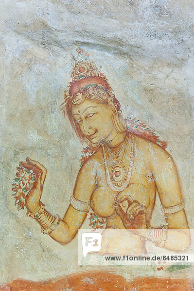 Fresko  barbusige Frau  Apsara oder Wolkenm‰dchen  UNESCO-Weltkulturerbe  Sigiriya  Sri Lanka