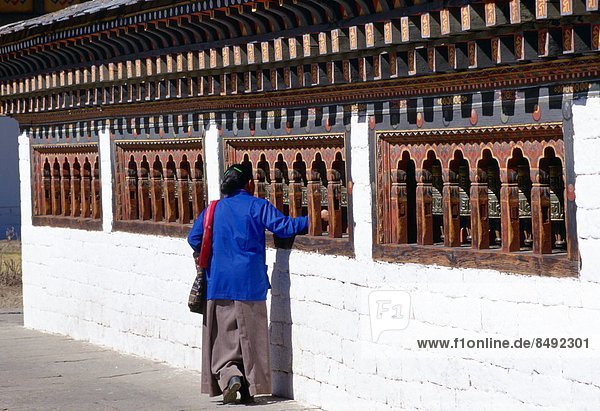 Frau  berühren  Gebet  Bhutan  Dzong