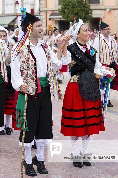 Traditional fiesta at Villaviciosa in Asturias  Northern Spain