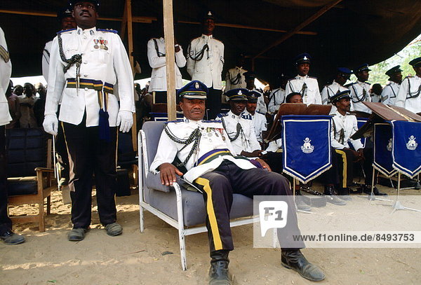 Soldiers waiting for a military parade to start in Nigeria