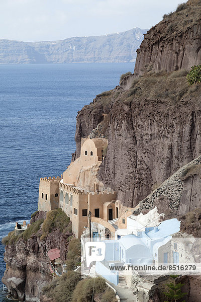 Building at the cliffs  Santorini  Cyclades  Greece