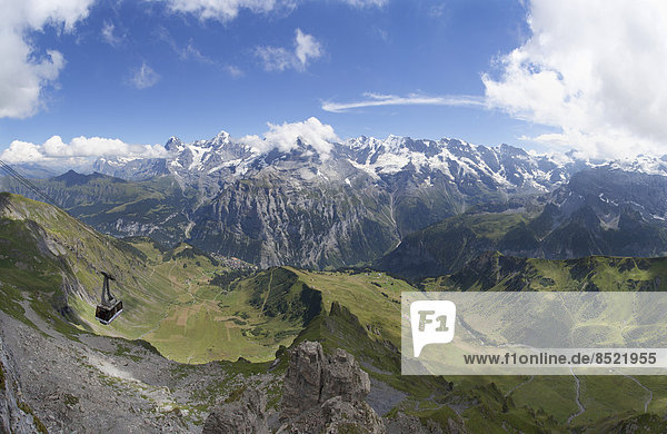 Switzerland  Bernese Oberland  Schiltenhorn cable car with Jungfrau-Aletsch-Bietschhorn world heritage site