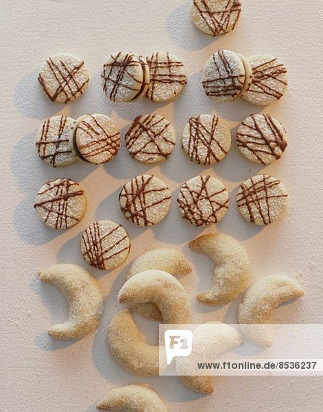 Nougat biscuits and Vanillekipferl (cresent-shaped vanilla biscuits)