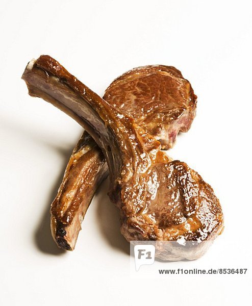 Two Lamb Chops on a White Background