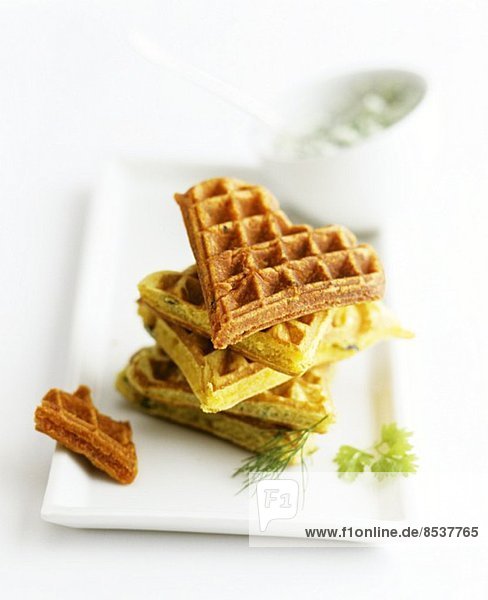 A stack of herb waffles