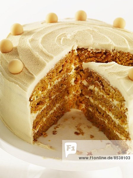 Carrot and nut layer cake  partly slices