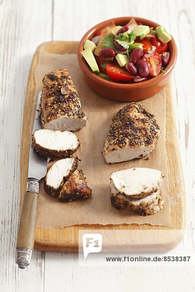 Chicken breast with tomato  avocado & kidney bean salad