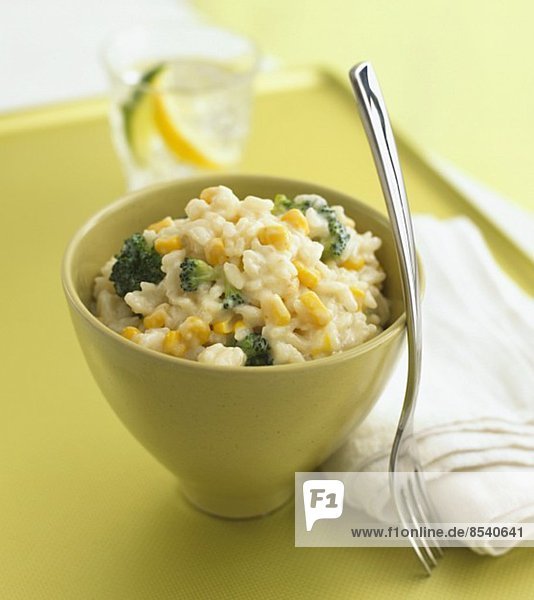 Risotto with sweetcorn and broccoli