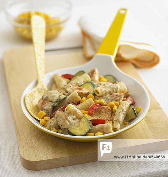 Pasta with turkey  sweetcorn and courgette