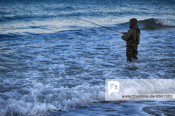 Angler fishing in the Baltic Sea  Diedrichshagen  Mecklenburg-Vorpommern  Germany