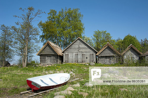 Historic fishing huts  Altja  Lahemaa National Park  Estonia  Baltic States