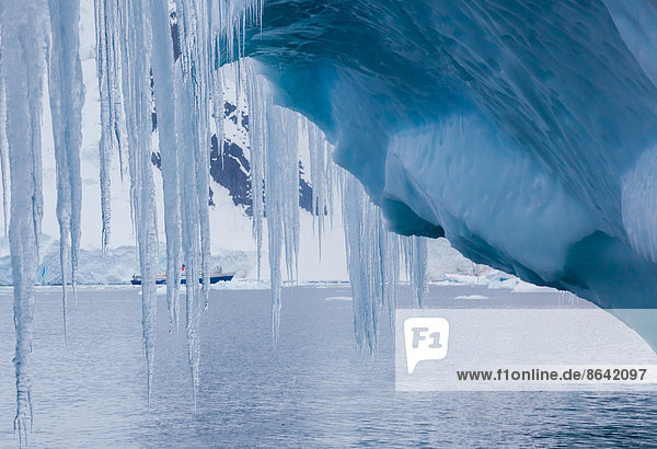 Eiszapfen  die von einem Eisberg hängen  Antarktis