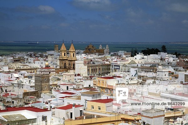 View from Torre Tavira to old town  Cadiz  Andalusia  Spain  Europe