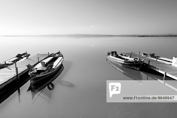 Boats in Albufera Lake  Valencia  Spain