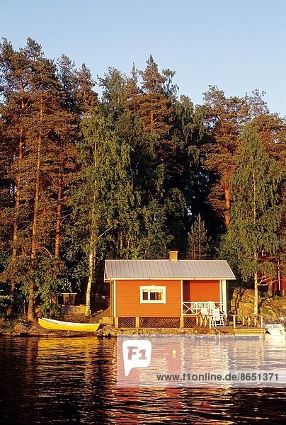 chalet sauna by the Lake Kallavesi around the town of Kuopio in the region of Northern Savonia  Finland  Northern Europe.