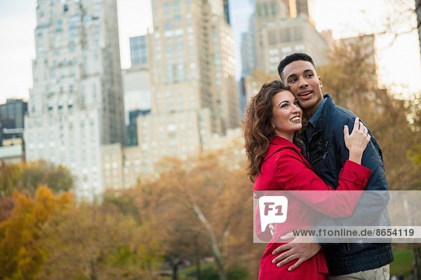 Young tourist couple in Central Park  New York City  USA