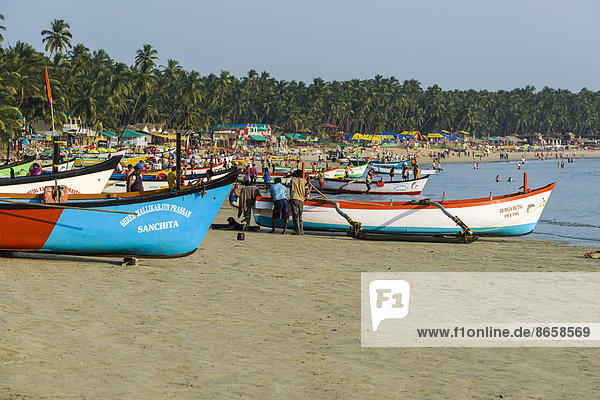 Fischerboote  Palolem Beach  Canacona  Goa  Indien