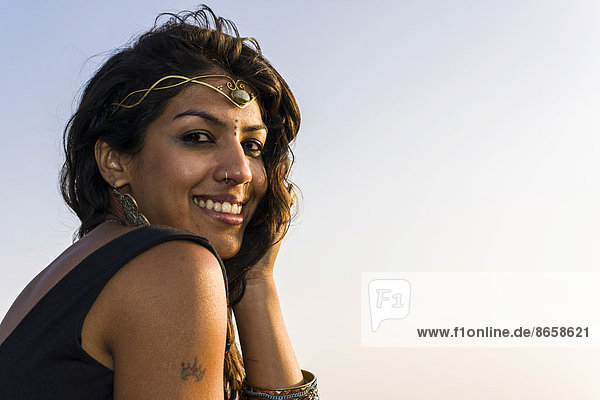 Smiling Indian woman  portrait  Goa  India