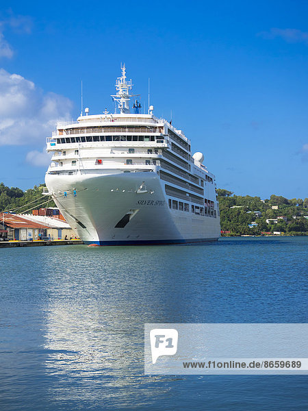 Hafen Schiff Karibik Silber Kreuzfahrtschiff Kleine Antillen St. Lucia Saint Lucia Santa Lucia Windward Islands