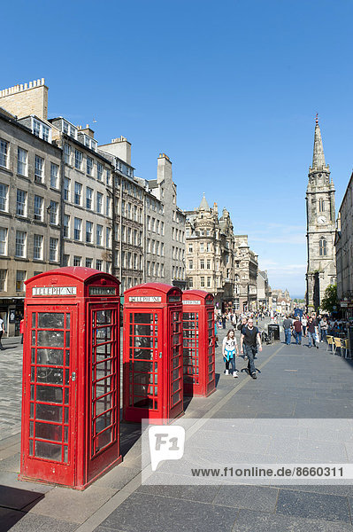 Edinburgh Hauptstadt Großbritannien Telefon Geschichte Kirche rot Royal Mile Schottland